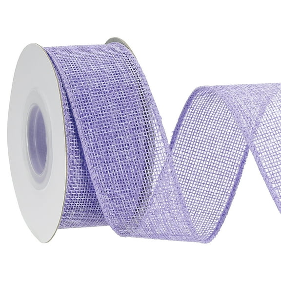 Uxcell Burlap Wired Ribbon Natural Jute Wired Edge Ribbons Solid Rustic Ribbon with Iron Wire for Crafts Gift Wrapping Light Purple 1.5 in
