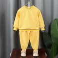 thumbnail image 3 of Afuyipoi Boys and Girls Textured Long Sleeve Crewneck Pullover and Activewear Pants Set 100% Cotton 2-12Y Yellow Size 11, 3 of 6