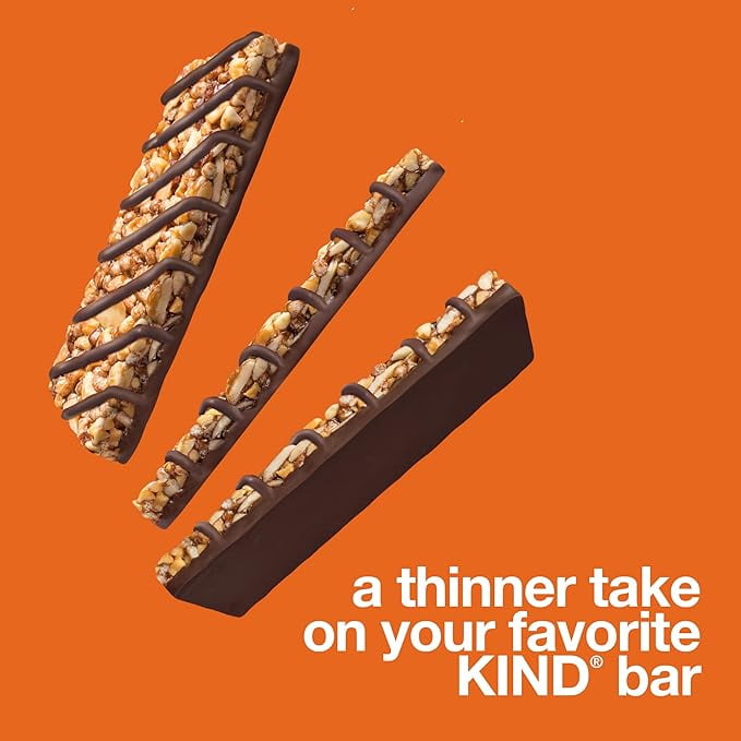 KIND Thins Snack Bar, Variety Pack, Dark Chocolate Nuts & Sea Salt, Caramel Nuts & Sea Salt and Peanut Butter Dark Chocolate, Low Calorie Snacks, Gluten Free, Low Sugar, 2-3g Protein, 30 Count