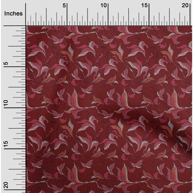 oneOone Polyester Lycra Dark Red Fabric Flower Artistic Sewing Craft Projects Fabric Prints By Yard 56 Inch Wide