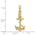 thumbnail image 2 of 14K Gold 3D Anchor & Rope Charm Ship Sailing Pendant, 2 of 5
