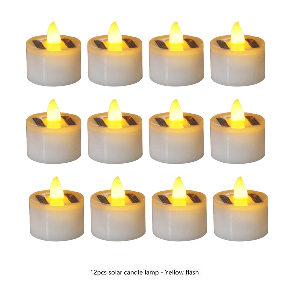 1x solar power led candles flameless electric tea lights lamp candle for;outdoor 