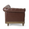 thumbnail image 5 of GDF Studio Batavia Chesterfield Tufted 7 Seater Sectional Sofa with Nailhead Trim, Dark Brown Faux Leather and Antique Brown, 5 of 14