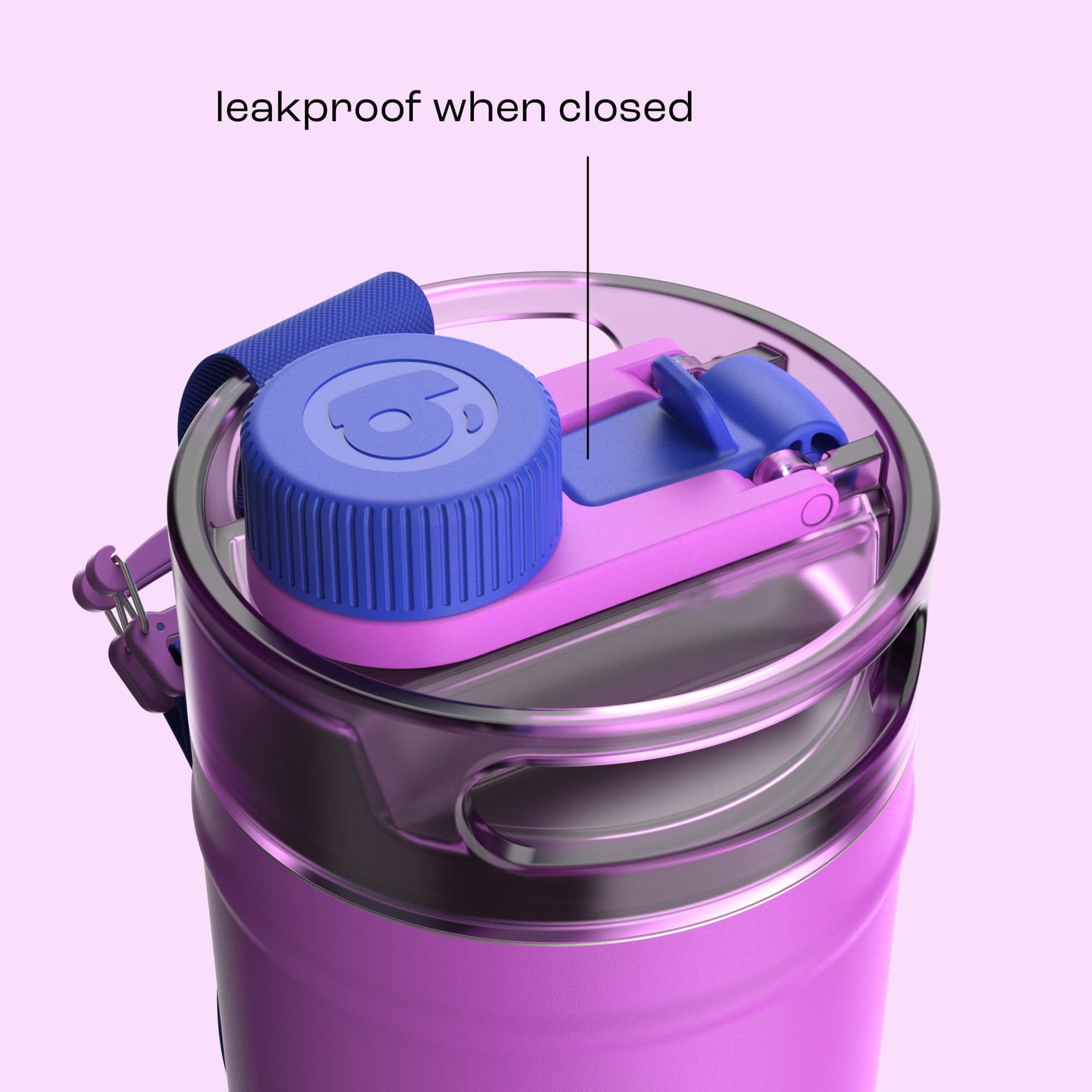 Bubba 64oz DualSip Insulated Stainless Steel Water Jug with Built-In Straw and Drink Opening and Carrying Strap, Moodbooster Purple/Blue