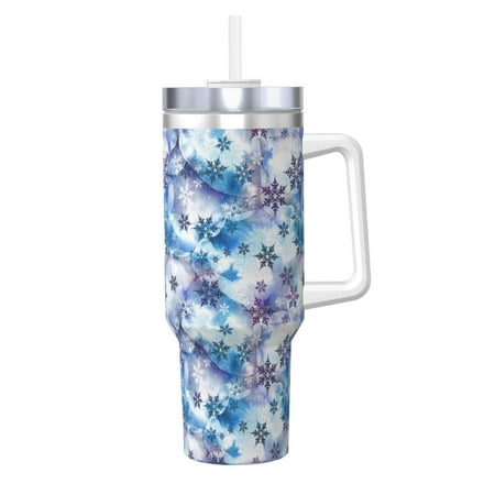 

Tideii Icy Blue Snowflakes for 40OZ Ice Cup Stainless Steel Heat-insulating and Cold-insulating Water Cup with Handle Suitable for Indoor and Outdoor Activities