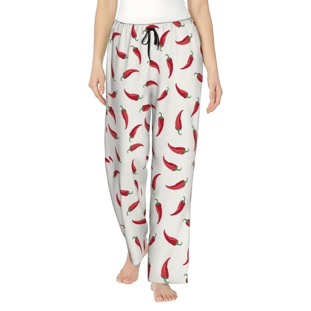 Balery Chili Pantalones de pijama para mujer, pijamas ultraligeros, pantalones de estar por casa-Large