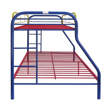 HomeRoots 403921 Colorful Twin Over Full Size Size Bunk Bed  Red & Blue