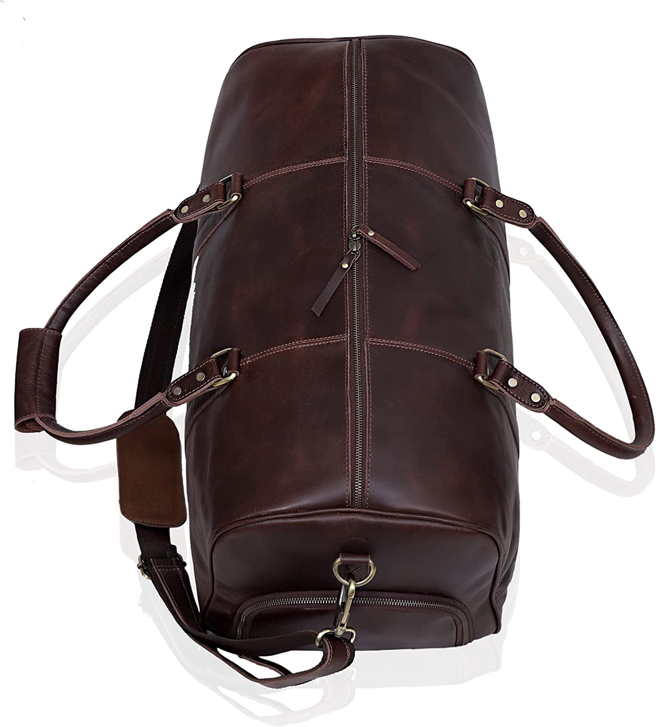 Leather Travel Bag ,Weekender Overnight Bag Leather Large Carry On Bag Travel Tote Duffel Bag for Men & Women (Dark Brown)