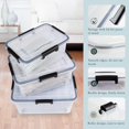 thumbnail image 3 of Plastic Storage Bins Tote Organizing Container with Durable Lid and Seal and Secure Latching Buckles and Wheels，Clear,3 Pack（Three sizes：L-32qt M-19qt S-12qt）, 3 of 5