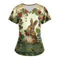 thumbnail image 3 of Pullover Impreso de Pascua de las Mujeres, Nuevo Cuello en V de Manga Corta Casual Top para Uso Diario Y de Fiesta, Camiseta de Cuidado de la Moda Elástica, 3 of 5