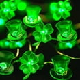thumbnail image 6 of Nmdmisc St Patricks Day Decoration Green Shamrock Leprechaun Top Hat String Lights 6.56 ft 20 LEDs Green Shamrock Fairy Light Battery Operated for Saint Patricks Day Decor, 6 of 9