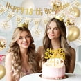 thumbnail image 7 of 18th Birthday Decoration Girls, Gold Happy 18th Birthday Banner, Sand White Birthday Balloons, 18th Birthday Balloons, Confetti Latex Balloons Cake Topper for Girls 18th Birthday Party Decorations, 7 of 7