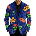 thumbnail image 4 of Men's Corduroy Blazer - Carnival Printed Warm Pocket Casual Suit Jacket, Blue, L, 4 of 6