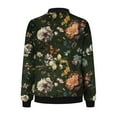 thumbnail image 5 of Womens Zip Up Bomber Jackets Casual Lightweight Fall Outerwear Floral Print Long Sleeve Travel Coat with Pocket (2XL, Black 02), 5 of 5