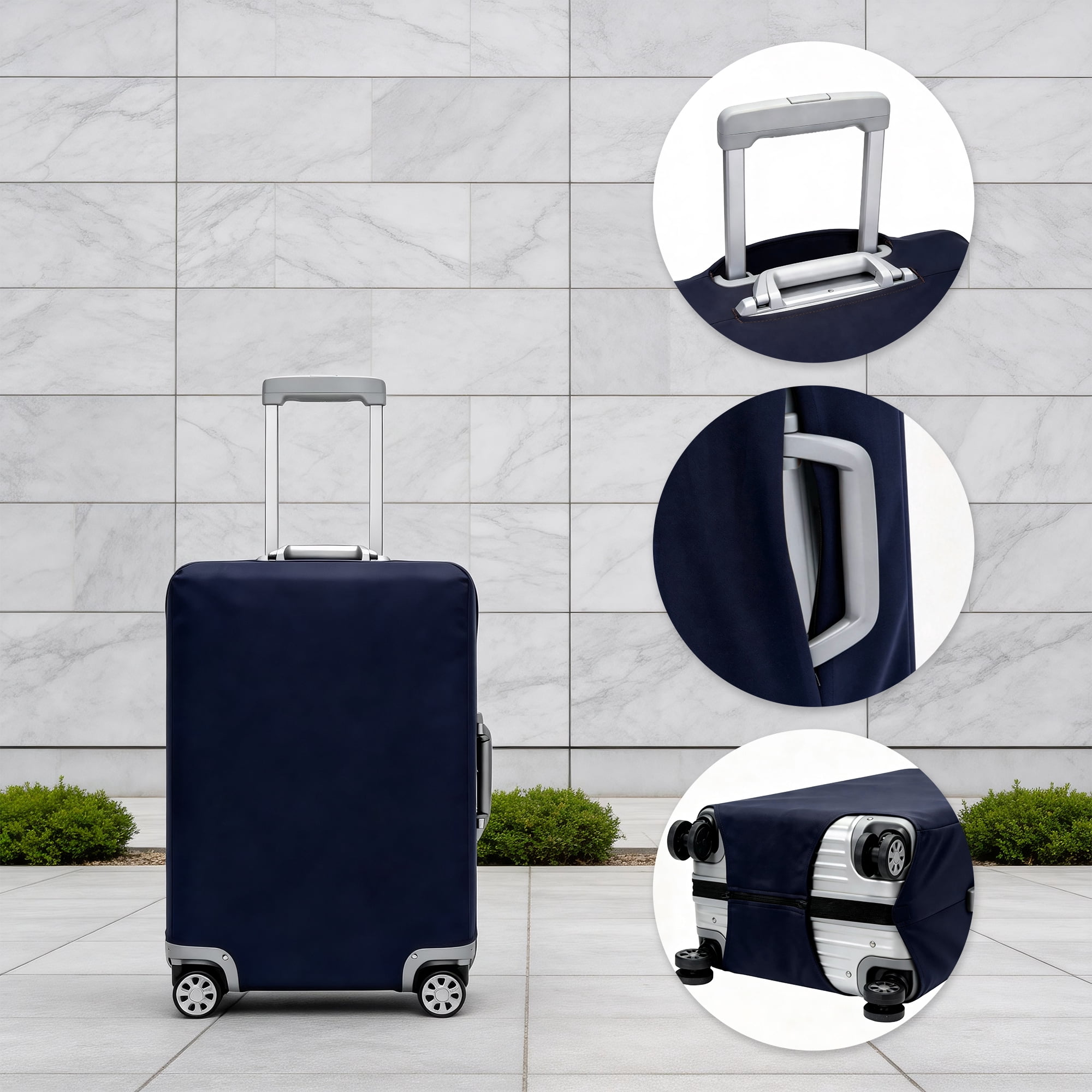 Unique Bargains High Elasticity Luggage Cover for Suitcases Bags Navy Blue Extra Large