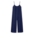thumbnail image 5 of Xdegoge Jumpsuit for Women Sleeveless Spaghetti Straps Jumpsuits Fashion Boho Wide Leg Pants Summer Solid Color Casual Loose Beach Vacation Dailywear with Pockets, 5 of 5