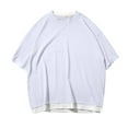 thumbnail image 2 of Zpanxa Mens Oversized T Shirts Short Sleeve Layered Style Plain Large Silhouette T-Shirts Pullover Wicking Crew Tee Undershirts Ultra-Soft Breathable Active T-Shirt White S, 2 of 8
