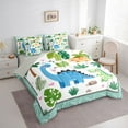 thumbnail image 3 of jejeloiu Tropical Botanical Coconut 7pcs Bedding Comforter Set,Multicolor Cute Dino Queen Bedding Sets For Kids Reversible, 3 of 8