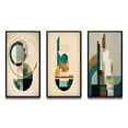 thumbnail image 2 of Designart "Retro Gold and Teal Full Moon Grace" Modern Geometric Framed Wall Art Set Of 3 - Gold Abstract Frame Gallery Wall Set For Home Decor, 2 of 7