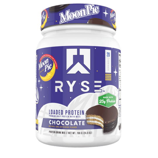 RYSE Loaded Protein Powder, Chocolate Moonpie, 20 servings, 25g Protein per serve, post workout