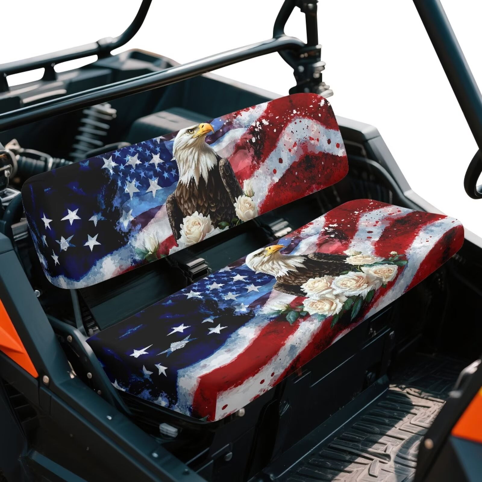 Uorisanigo UTV Seat Cover for Kawasaki Mule 3000 3010 3020, Anti-Scratch American Flag Eagle Seats Cover Protection for Mule Seat Accessories Parts Windproof All Weather Anti UV