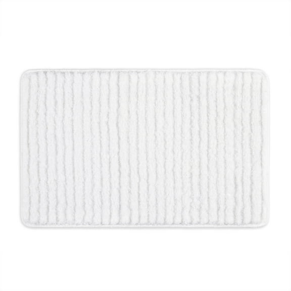 Sohome Chino Striped Machine Washable Bath Mat, White, 17"x24"