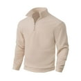 thumbnail image 1 of Blusa y camisa de manga larga con cuello vuelto para hombre, abrigo informal de manga larga con media cremallera y cuello de solapa, chaquetas casuales, abrigos de polar, blusa de poliéster para hombr, 1 of 6