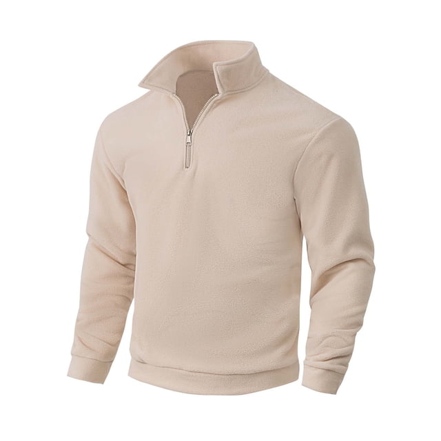 Blusa y camisa de manga larga con cuello vuelto para hombre, abrigo informal de manga larga con media cremallera y cuello de solapa, chaquetas casuales, abrigos de polar, blusa de poliéster para hombr