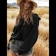 thumbnail image 4 of Sudadera con Capucha y Media Cremallera para Mujer, Informal, de Larga, Corta, con Cremallera de un Cuarto. Negro M, 4 of 8