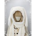 thumbnail image 1 of Gorro de felpa con Orejas de conejo lolita japonés, gorro kawaii, bufanda, guantes, tríada, gorra de ciclismo, sombreros de invierno para estudiantes, 1 of 6