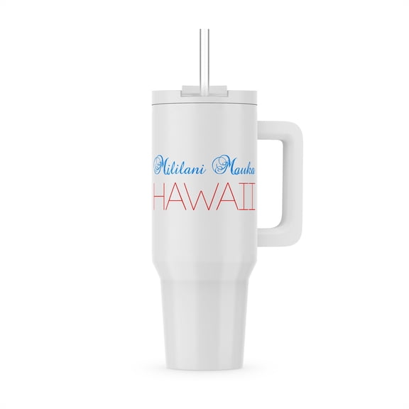 Mililani Mauka, Hawaii Blue, Red Text. Patriotic Home Town Design, 30oz Tumbler