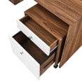 thumbnail image 3 of Modway Transmit Particleboard MDF Wood Desk and File Cabinet Set in Walnut/White, 3 of 9