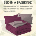 thumbnail image 2 of Bedtreat King Comforter Sets，7-Pieces Reversible Bedding Sets，Bed in a Bag with Comforter， Flat Sheet and Fitted Sheet, Pillowcases & Shams，Burnished Lilac/Amaranth, 2 of 9