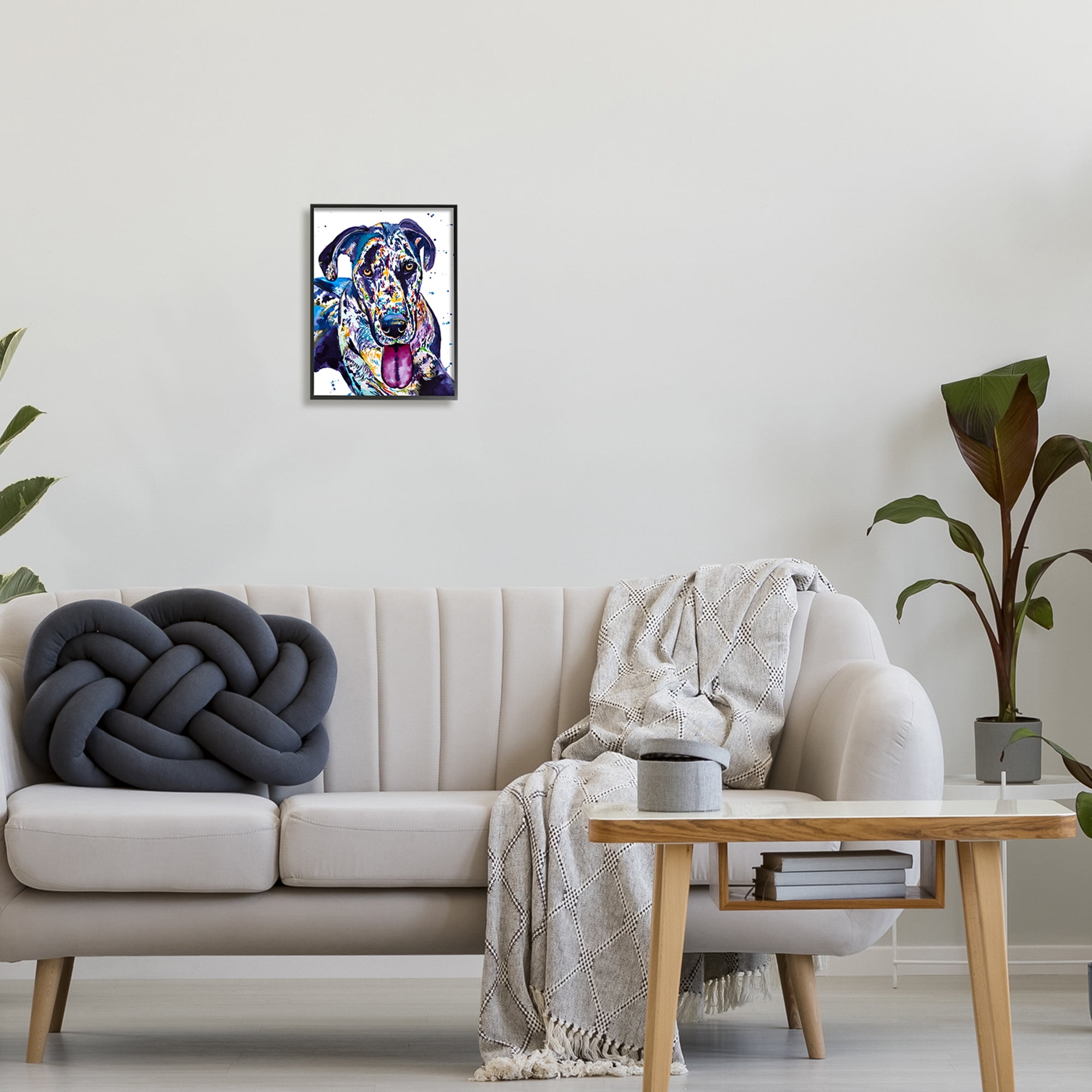 Stupell Abstract Dog Modern Pet Portrait Animals & Insects Painting Black Framed Art Print Wall Art