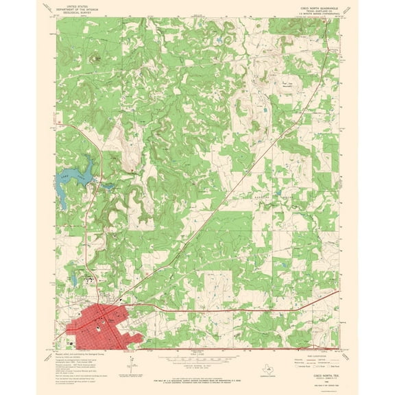 Topographical Map - Cisco Texas North Quad - USGS 1966 - 23 x 28.21 - Vintage Wall Art