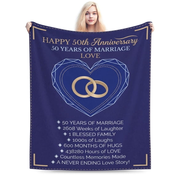 Gifts for 50th Anniversary Blanket, 50 Years Anniversary Golden Wedding Gifts for Couple Parents Grandparent, 50th Wedding for Husband Wife, 50 Years of Marriage Throw Blanket 50x40