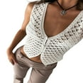 thumbnail image 3 of Women Summer Vest Sleeveless V Neck Buttons Solid Color Hollow Out See Through Crop Tank Tops, 3 of 6