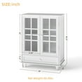 thumbnail image 6 of Noble House Minimalist Buffet Cabinet with Glass Doors and Drawer, Sideboard Cupboard for Dining Room, White, 6 of 11