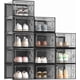 thumbnail image 2 of 33.5 * 25.5 * 17.5 cm shoe box Shoe storage box (12 pieces per pack) Transparent Shoe box Foldable shoe box Suitable for wardrobes, entrances, corridors, bedrooms - Black, 2 of 8