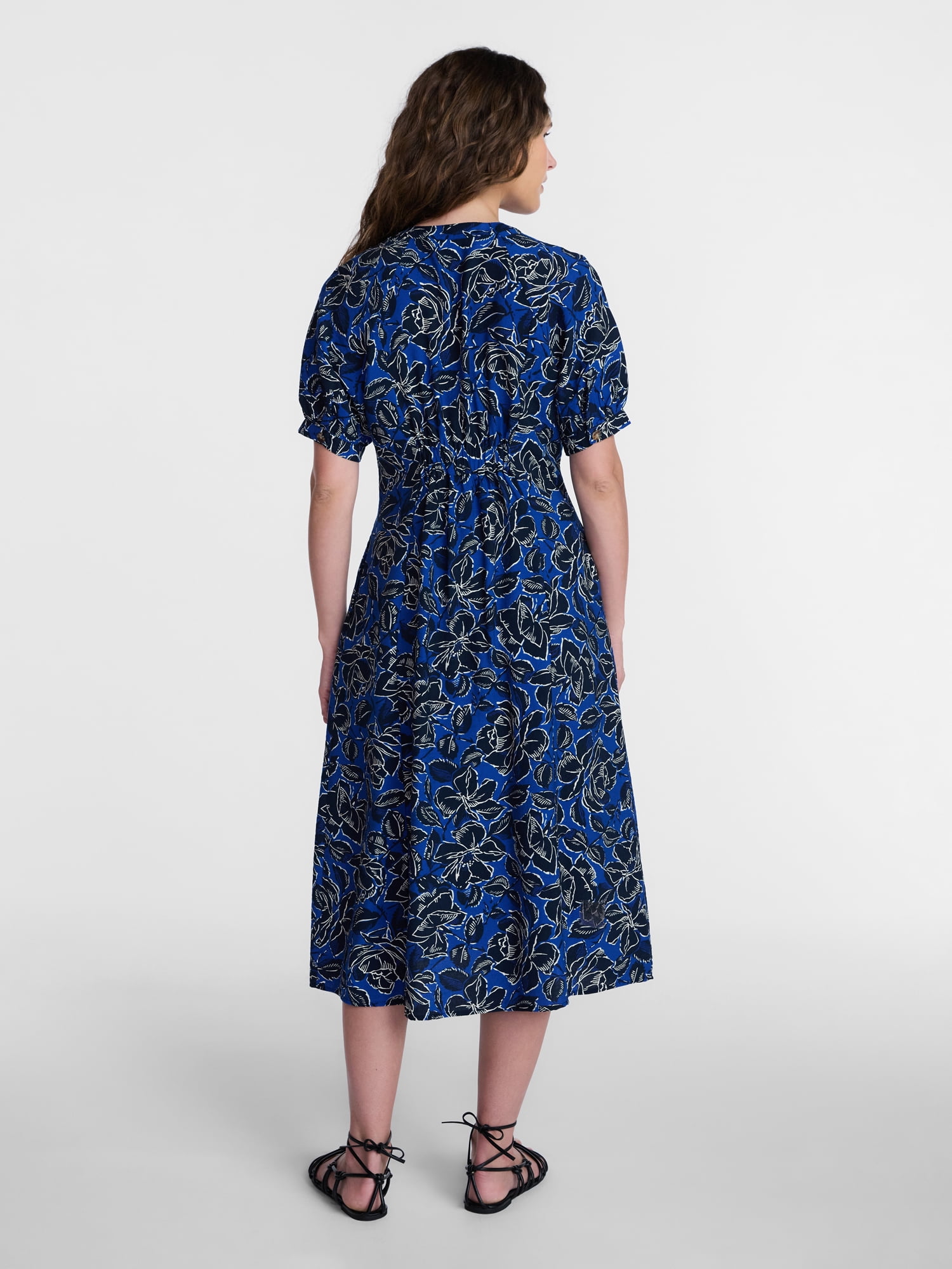 Time and Tru Women Short Sleeve Midi Shirt Dress, Sizes XS-XXXL
