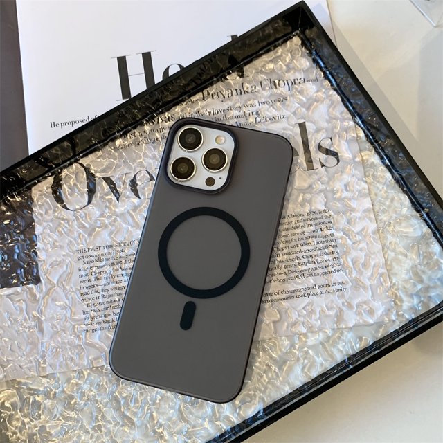 Matte Ultra-Thin for Magsafe Case For iPhone 16 15 14 13 12 11 Pro Max Plus Magnetic Wireless Charger Hard PC Translucent Cover Black For iPhone 11Pro