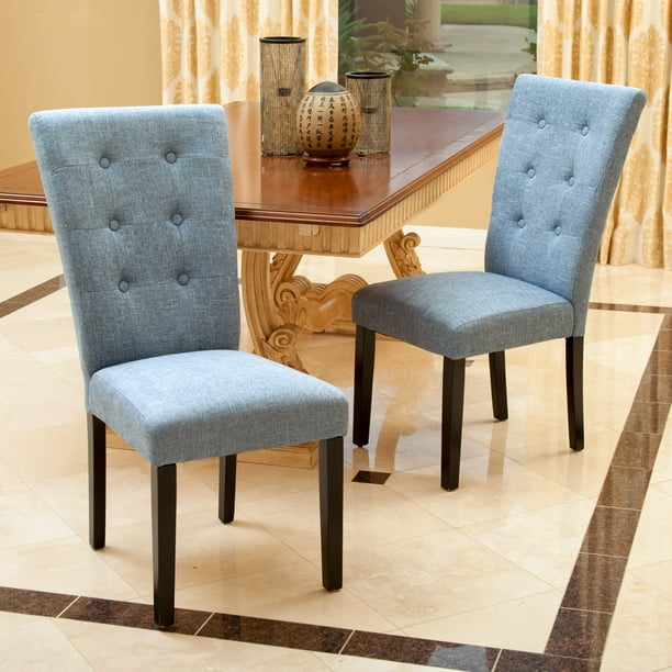 Noble House Angela Blue Fabric Dining Chair, Set of 2