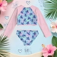 thumbnail image 3 of Disney Lilo & Stitch Girls 2-Piece Swimsuit Set, Long-Sleeved Rash Guard and Bikini Bottoms with Stitch Graphic Design, Quick-Drying Swimwear for Kids (Size 2T-6X), 3 of 18