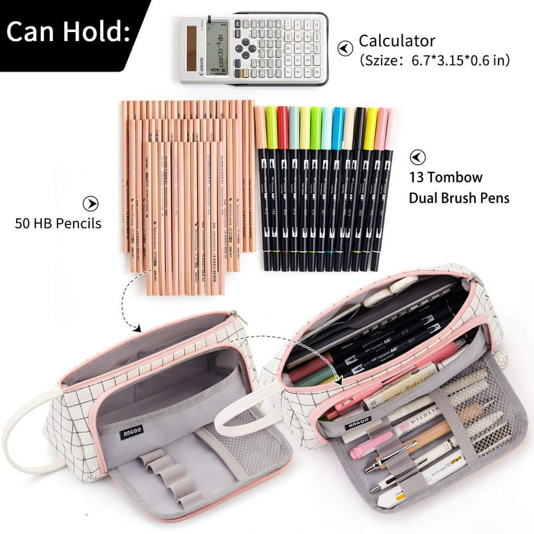 Side Open Pencil Bag Pen Case Dual Canvas Storage Pouch Stationery School  Travel Gift Ruler Organizer Boy Girl Eraser Holder Box - AliExpress