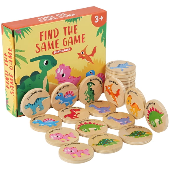 BESTSKY Educational Wooden Dinosaur Coins Board Game,24 Pieces