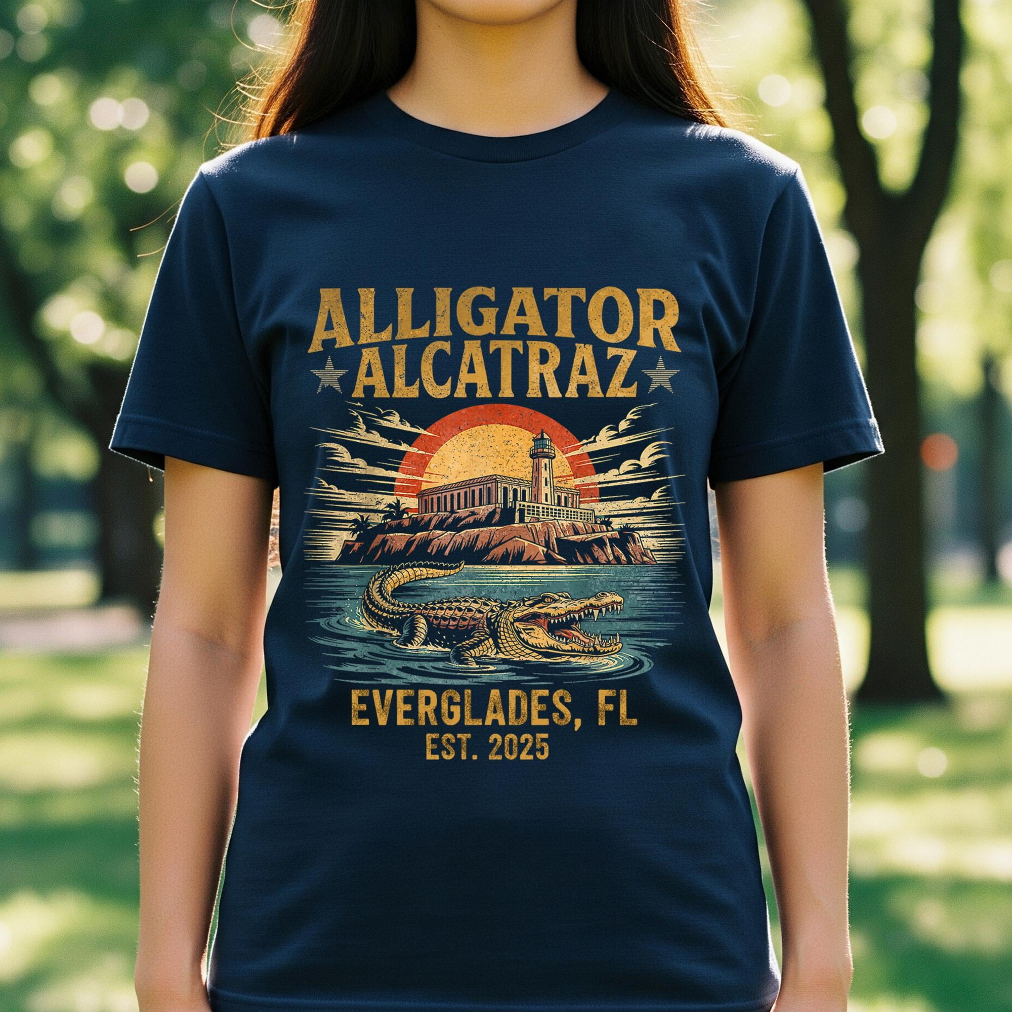 Anime T-Shirts For Men Cool Animal Alligator Alcatraz Everglades
