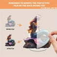 thumbnail image 3 of A rotating acrylic ornament featuring a colorful iridescent mermaid adorned with a necklace sitting gracefully on a rock against a white background, 3 of 8