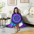 thumbnail image 4 of Wearable Blanket,Blue Purple Tie Dye Pattern Hooded Wearable Flannel Blanket for Adults & Teens,Winter Poncho Shawl Wrap Cape Cozy Anti-Pill,50"x60", 4 of 5