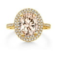 thumbnail image 2 of Gem Stone King 18K Yellow Gold Plated Silver Halo Engagement Ring Morganite Moissanite (2.03 Cttw), 2 of 3