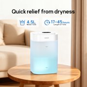HUMSURE Bedroom Humidifier, 4.5L Cool Mist Floating for Household Plants, Silent Ultrasonic Humidifier, Aromatic Multi-Colour Controllable Light, leak-proof Easy to Clean